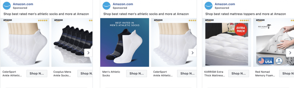 Amazon carousel facebook ads example