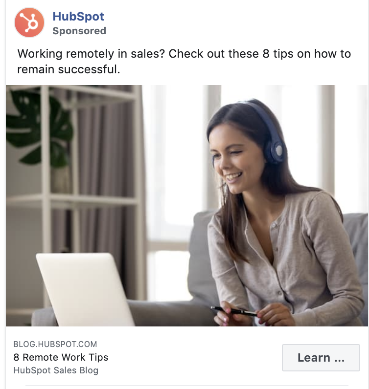 hubspot facebook ad example content