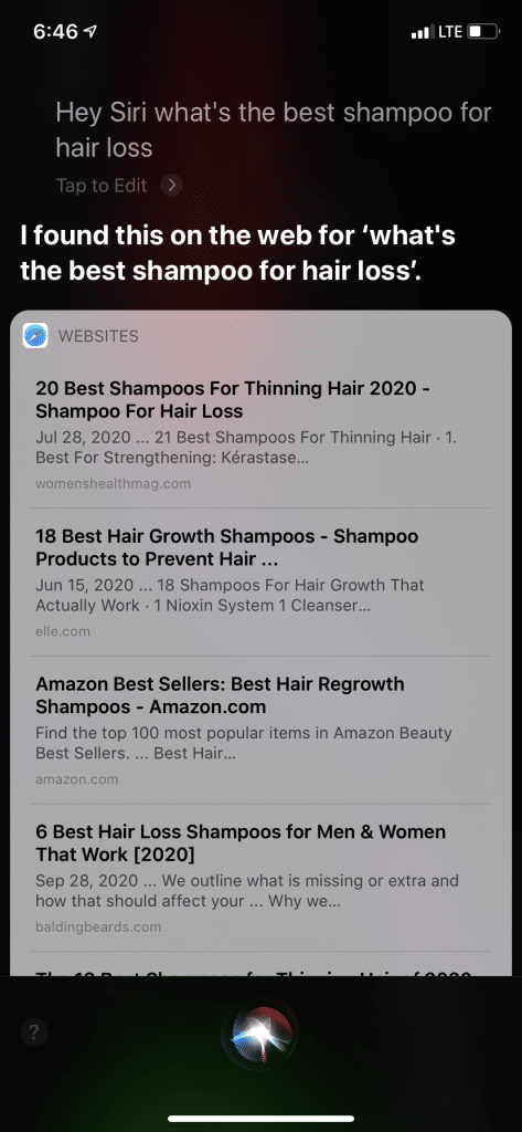 siri search result