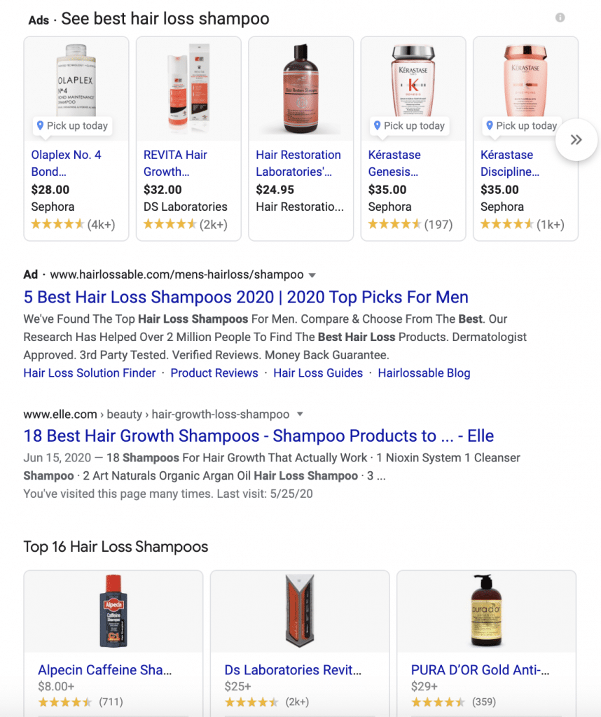 standard search result