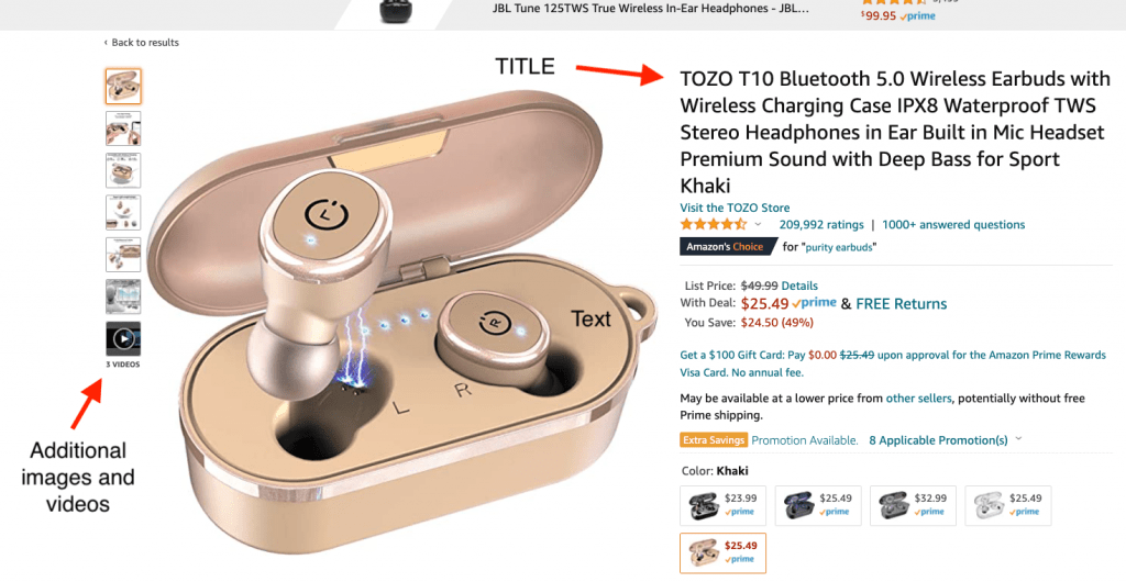 Amazon product listing