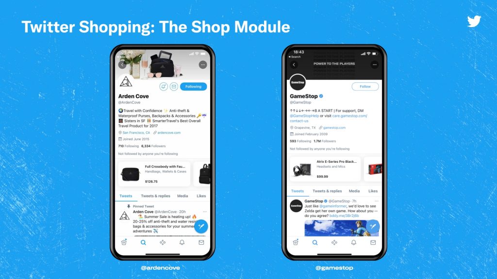 twitter shopping module